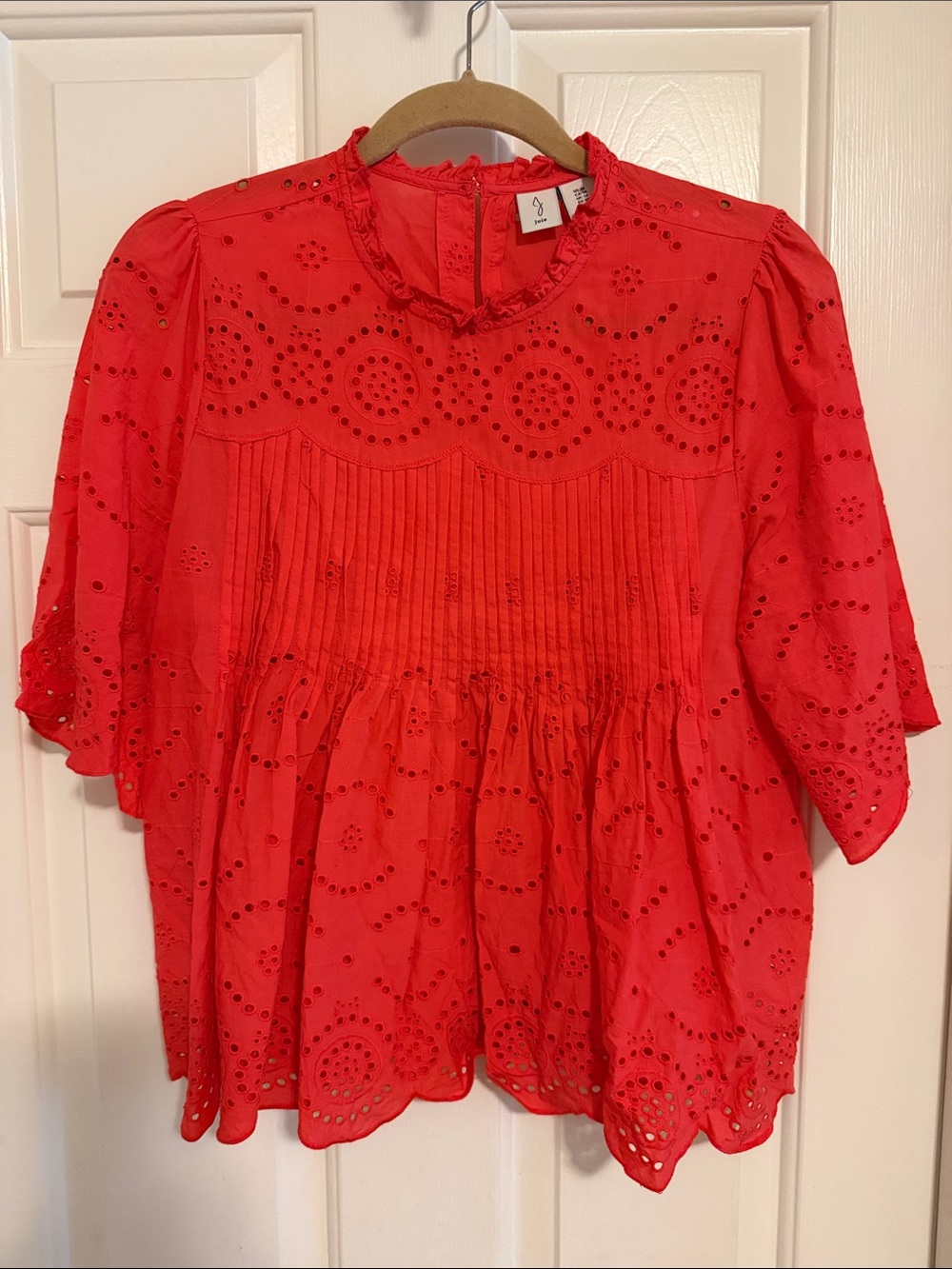 Joke Pink/Coral Eyelet Pintuck Women's Blouse